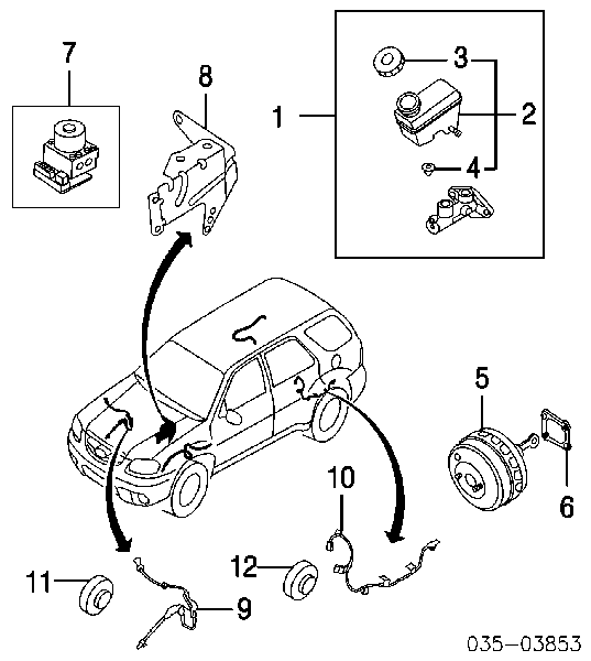 Sensor ABS, rueda trasera izquierda para Mazda Tribute (EP)