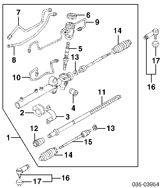 Suspensión, mecanismo de dirección B25D32124 Mazda