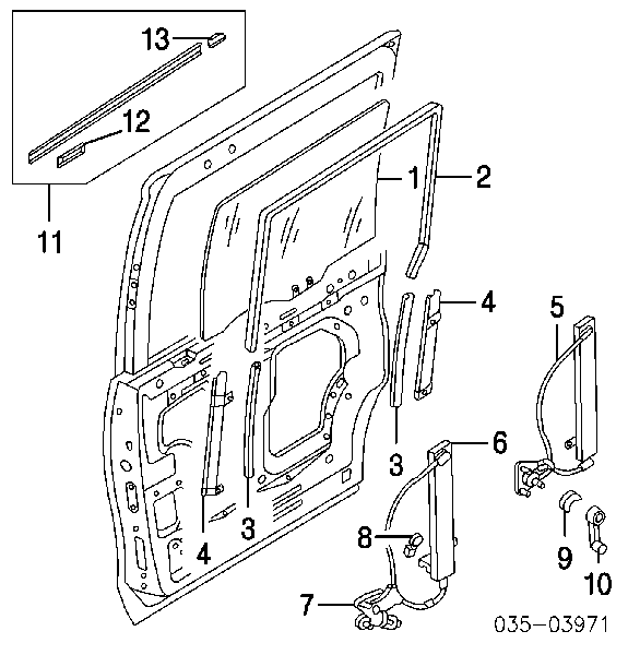 Mecanismo alzacristales, puerta trasera izquierda para Mazda MPV (LW)