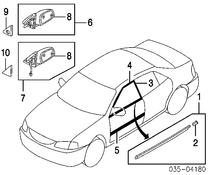 Cristal de Retrovisor Exterior Izquierdo para Mazda 323 (BA)