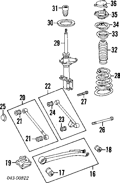 Amortiguador trasero izquierdo para Subaru Legacy (BD, BG)