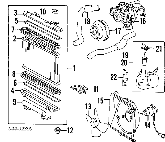 Radiador refrigeración del motor 1640016340 Toyota