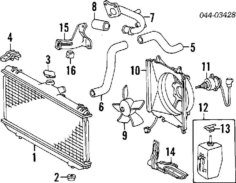 Soporte para radiador superior para Toyota Corolla (E11)