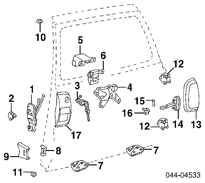 Guía del portón trasero (tapas) para Toyota Land Cruiser (J9)