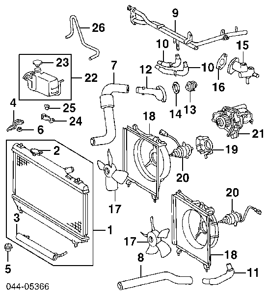 Soporte de radiador superior (panel de montaje para foco) para Toyota Previa (ACR3)