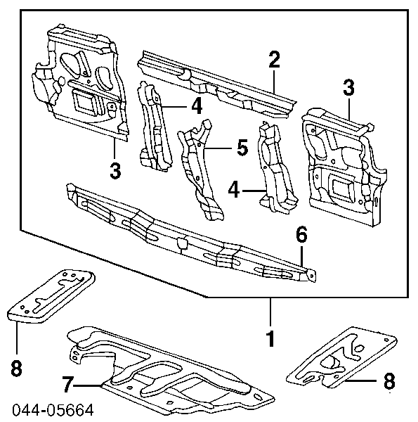 Soporte de radiador completo (panel de montaje para foco) Toyota Land Cruiser 80 (J8)