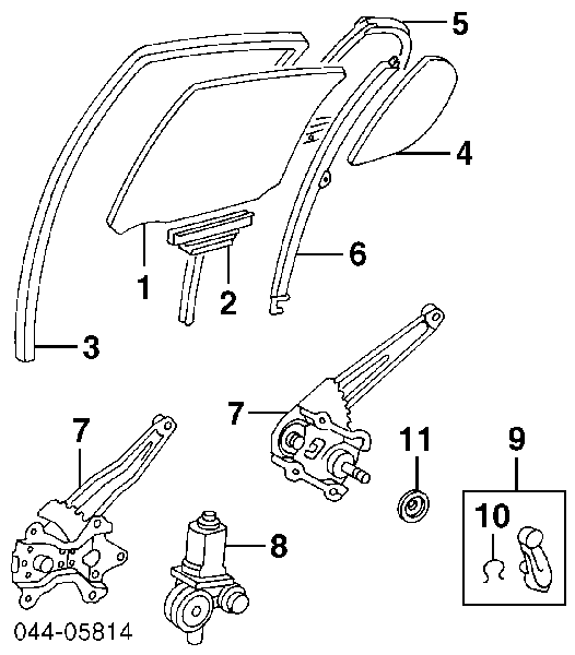 Mecanismo de elevalunas, puerta trasera izquierda 6980452010 Toyota