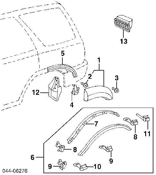 9046709197 Toyota clips de fijación de pasaruedas de aleta delantera