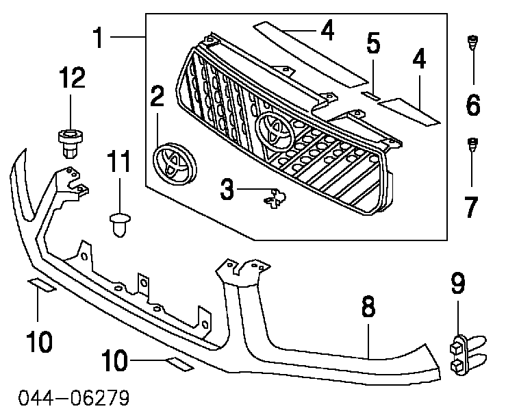 Clips de fijación para rejilla de radiador de panel para Toyota RAV4 (XA2)