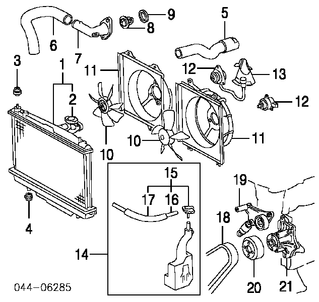 Pantalla plana de goma del Radiador superior para Toyota RAV4 (XA2)