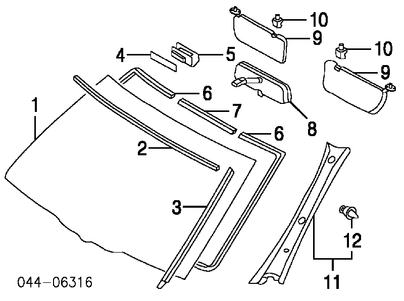 Moldeado del parabrisas derecha para Toyota RAV4 (XA2)