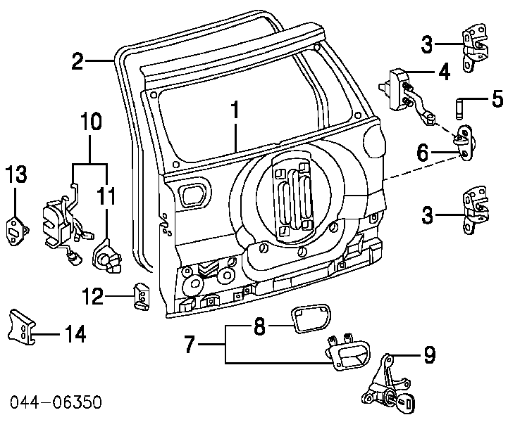 Conjunto de bisagra, puerta del maletero para Toyota RAV4 (XA2)