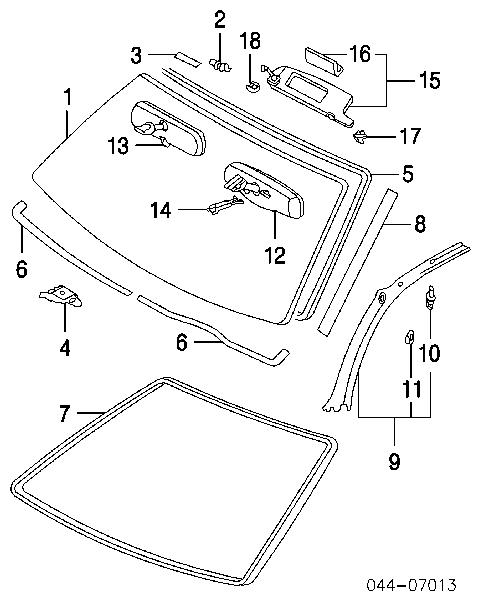 Clips de fijación de moldura de parabrisas para Toyota Corolla (E12)