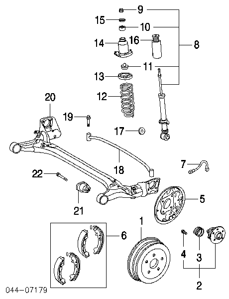 Soporte amortiguador trasero derecho para Toyota Corolla (E12U)