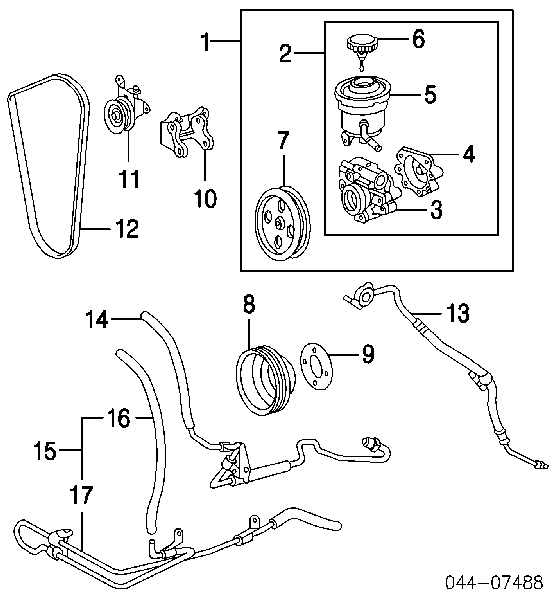 Rodillo, correa trapecial poli V 4435034010 Toyota