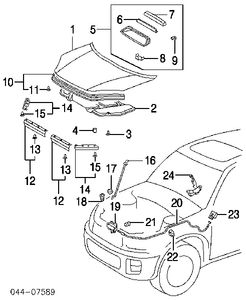 Cable de apertura de capó del motor para Toyota RAV4 (XA2)