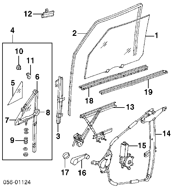 8970935310 Isuzu mecanismo de elevalunas, puerta delantera derecha