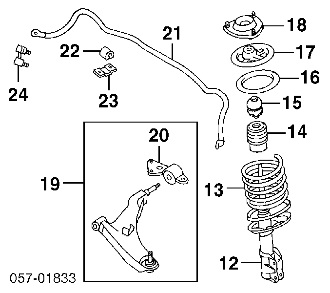 MB633021 Mitsubishi soporte amortiguador delantero