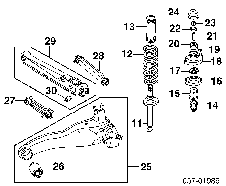Silentblock en barra de amortiguador trasera para Mitsubishi Colt (C5A)