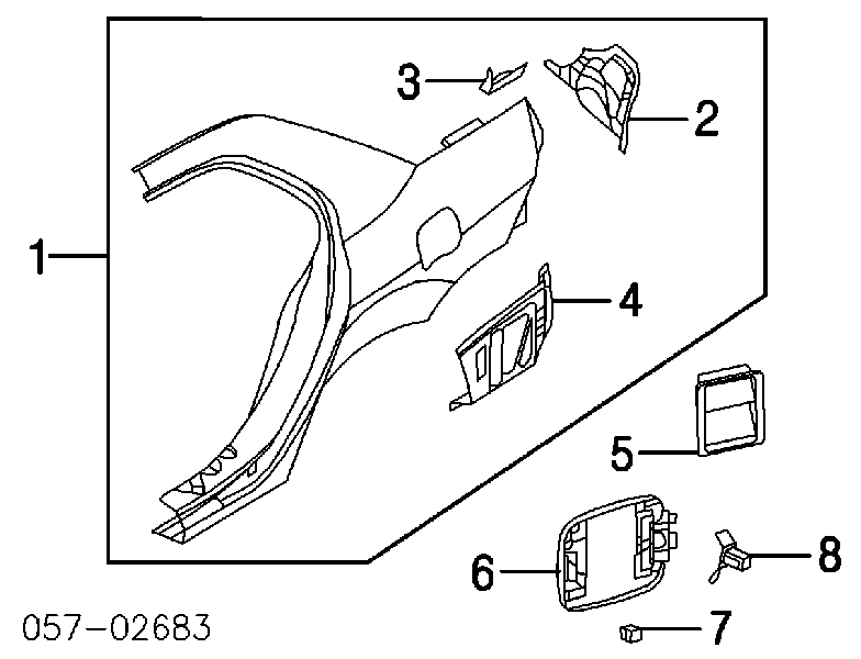 Guardabarros trasero izquierdo para Mitsubishi Lancer (CSA)