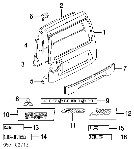 MR157102 Mitsubishi emblema de tapa de maletero
