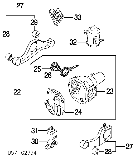 020843 Polybush soporte, diferencial eje delantero, derecho