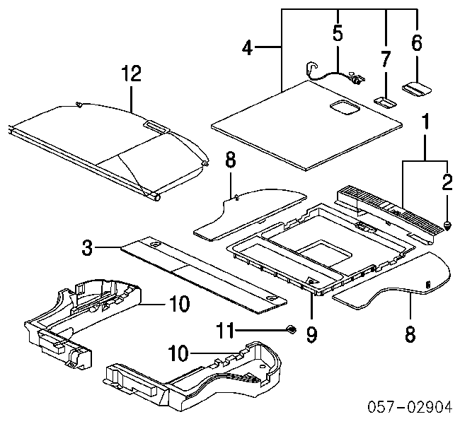 Cortina del compartimento de carga para Mitsubishi Outlander (CU)