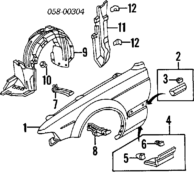 Guardabarros interior, aleta delantera, derecho para Honda Legend (KA7)