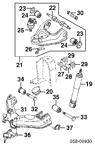 8-97032-986-0 Honda perno de fijación, brazo oscilante delantera, inferior