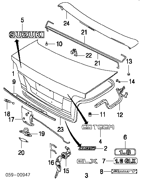 6570060G04 Suzuki tapa del maletero