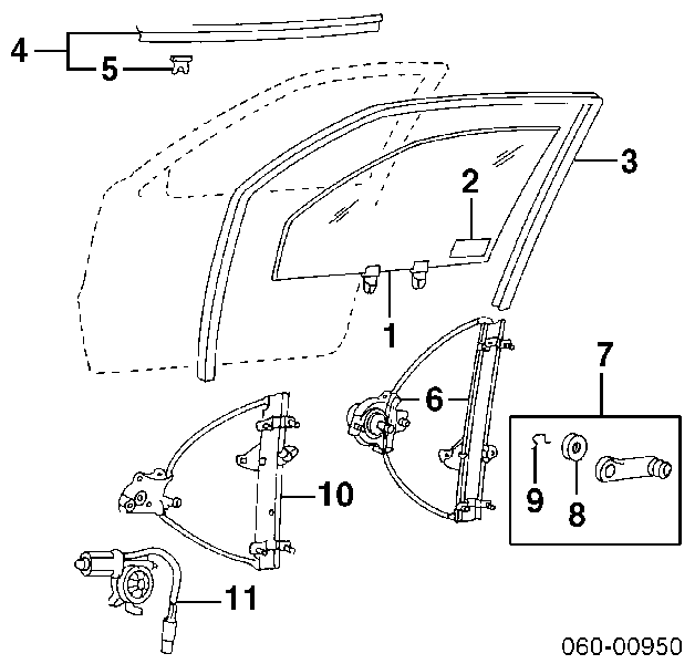 Mecanismo de elevalunas, puerta delantera izquierda AC213 Magneti Marelli