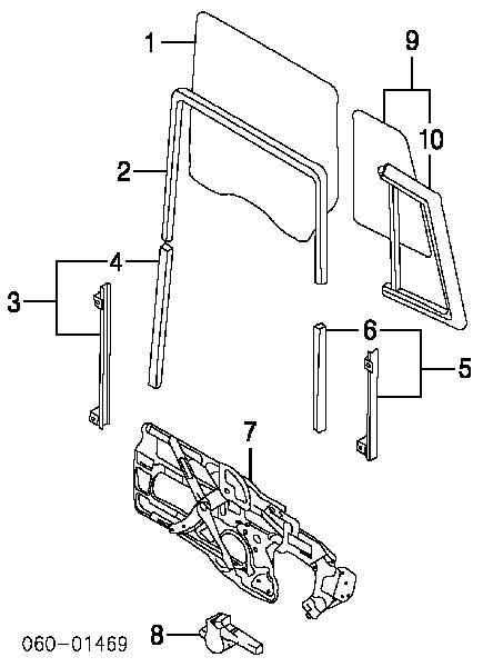Mecanismo alzacristales, puerta trasera izquierda para Hyundai Santa Fe (SM)