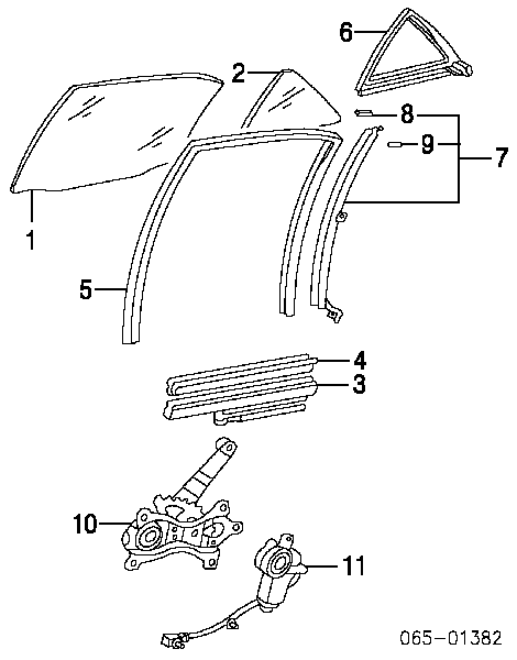 Mecanismo alzacristales, puerta trasera derecha para Lexus IS (E1)