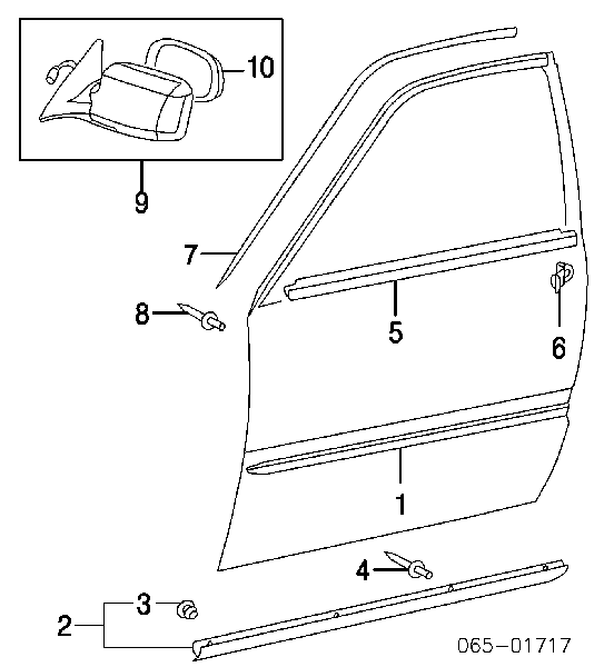 3629 Burco cristal de espejo retrovisor exterior derecho