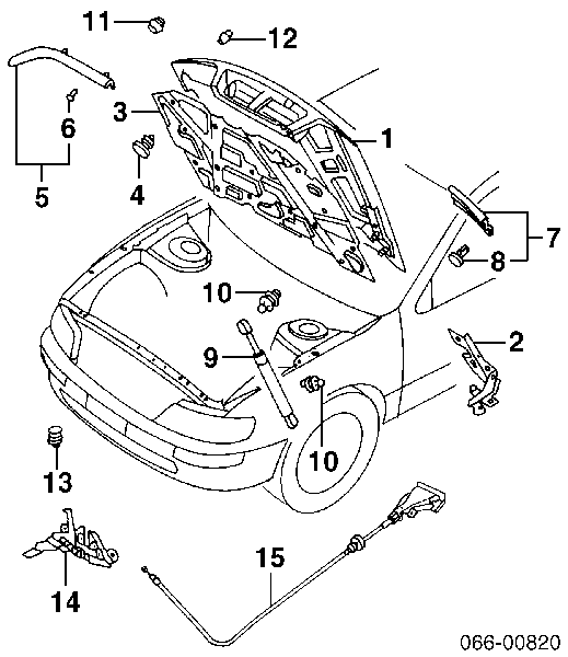 Muelle neumático, capó de motor derecho para Nissan Maxima (A33)