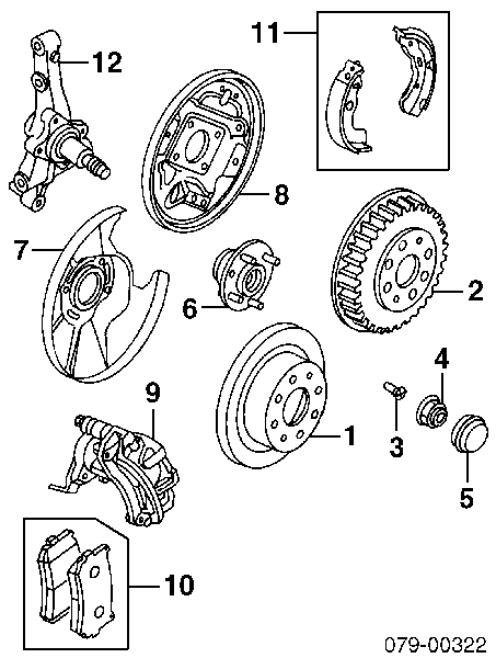 Zapatas de frenos de tambor traseras GFK12AF Japan Parts