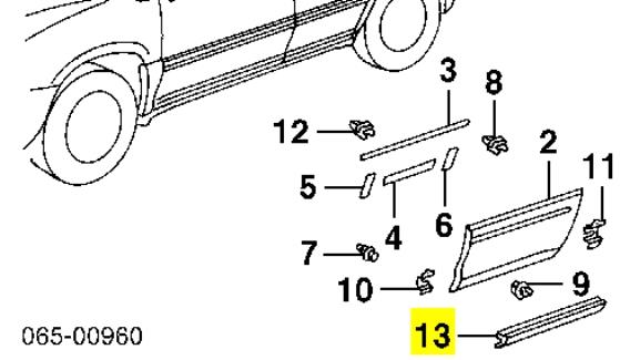 7574648010 Toyota moldura inferior de la puerta trasera izquierda