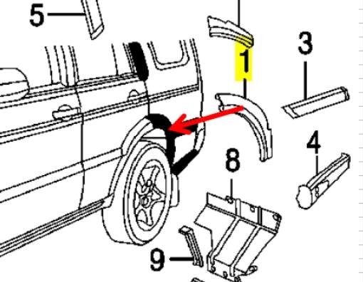 Ensanchamiento, guardabarros trasero izquierdo para Land Rover Discovery (LJ ,LT)