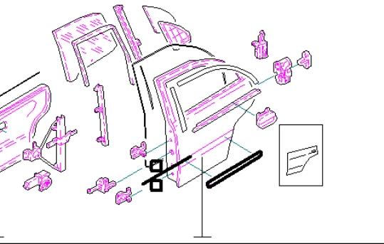 Moldura inferior de la puerta trasera izquierda para Hyundai Sonata (EF)