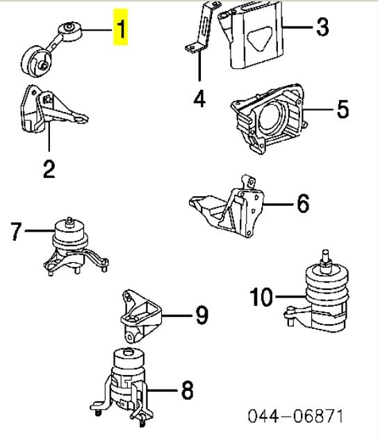 Cojín del motor (soporte) superior derecho Toyota 123630A110