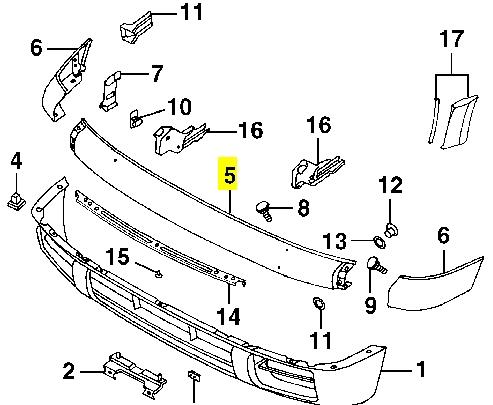 620220W401 Nissan listón embellecedor/protector, parachoques delantero central