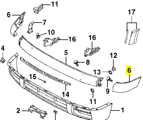 Listón embellecedor/protector, parachoque delantero izquierdo F20250W486 Nissan