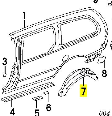 4716895 Chrysler guardabarros interior, aleta trasera, izquierdo