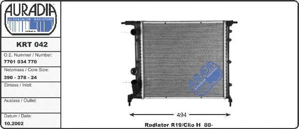 Radiador 7700784040 Renault (RVI)