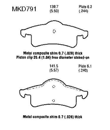 05011970AB Chrysler pastillas de freno traseras