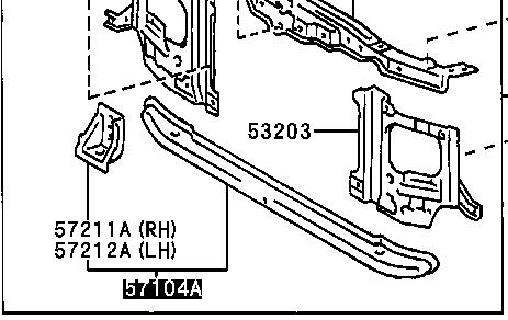 5710460040 Toyota soporte de radiador inferior (panel de montaje para foco)