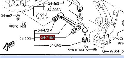 Silentblock del brazo de suspensión GJ6A34710A Mazda