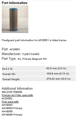 AF25551 Fleetguard filtro de aire