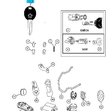 5018869AA Chrysler conjunto transmisor control de puertas / clave en blanco