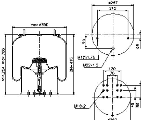 Muelle neumático, suspensión 9518147120 Wabco